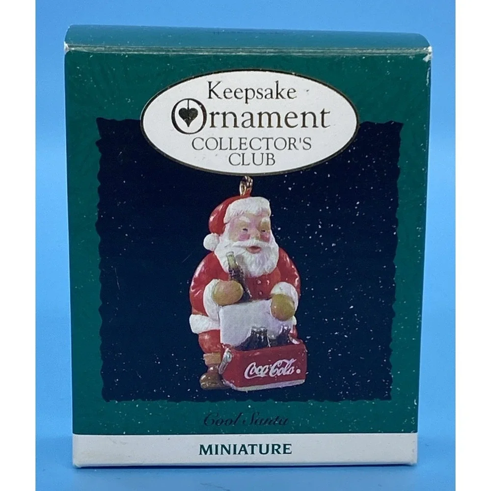 Hallmark Miniature Keepsake Ornament Coca Cola Cool Santa 1993 Collector's Club